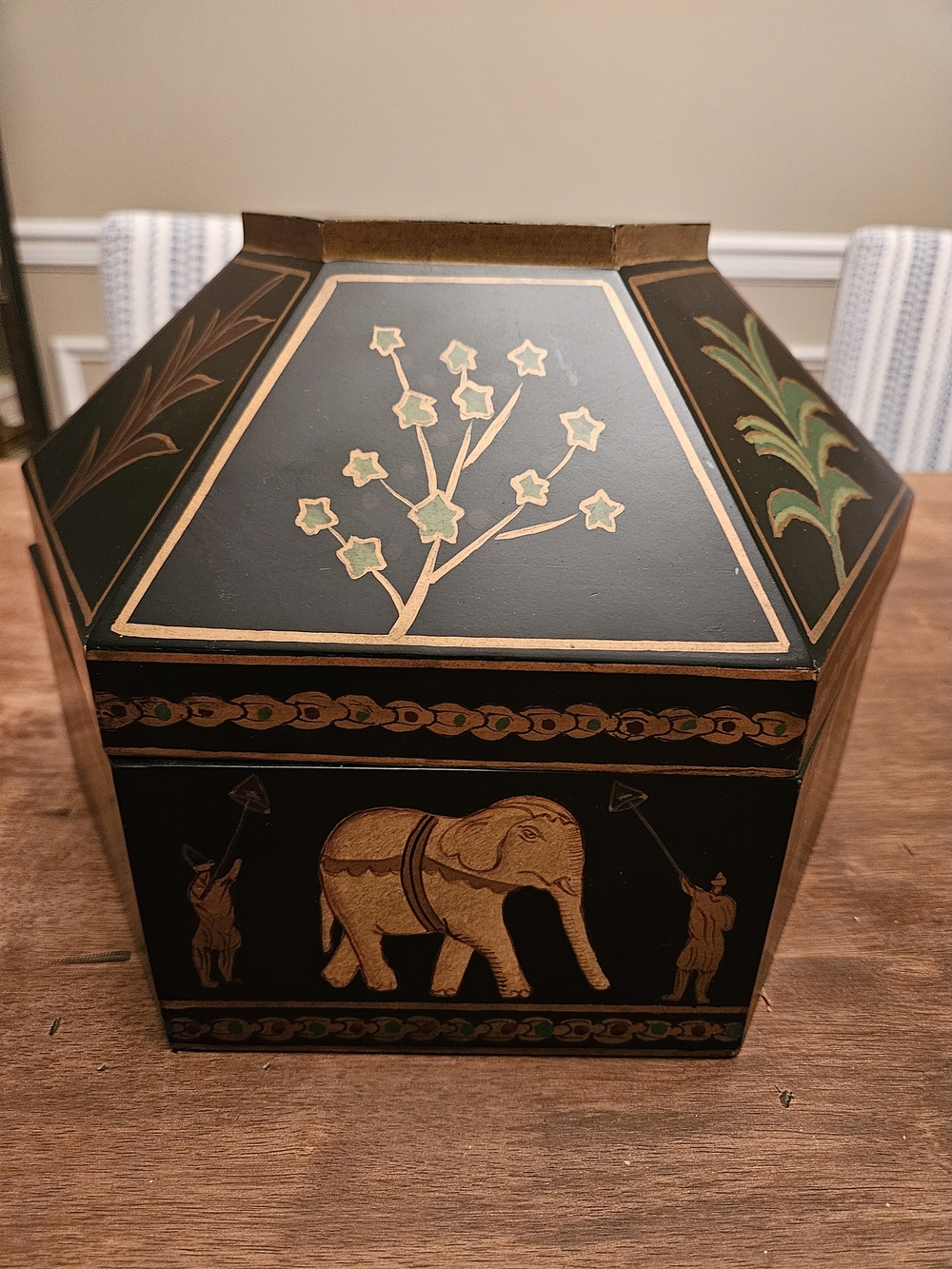 Decorative Black and Gold Elephant Accent Box - Home Accents